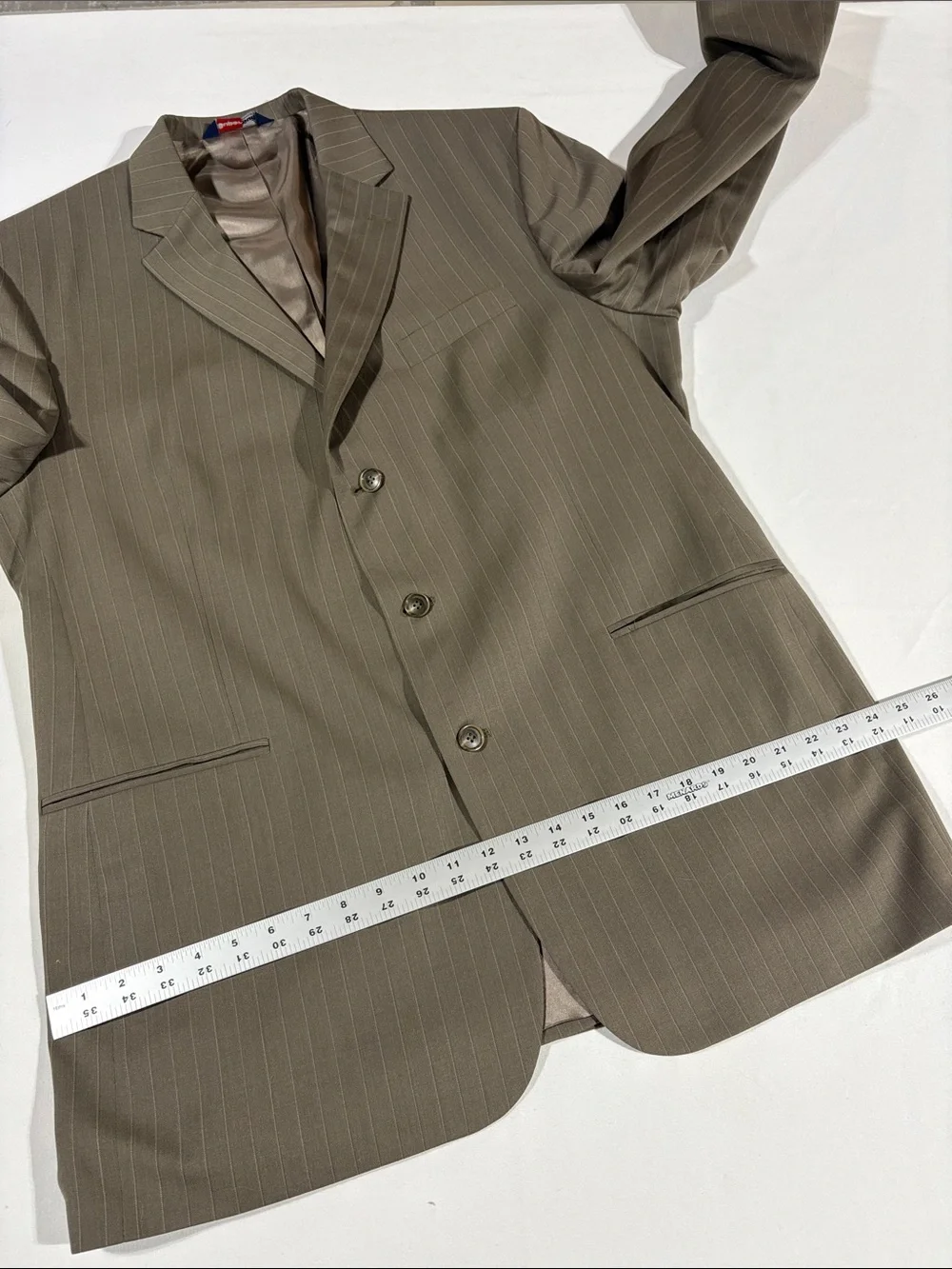 Stafford Super Brown Pinstripe Men's Two-Piece Suit 48L pants 38x32